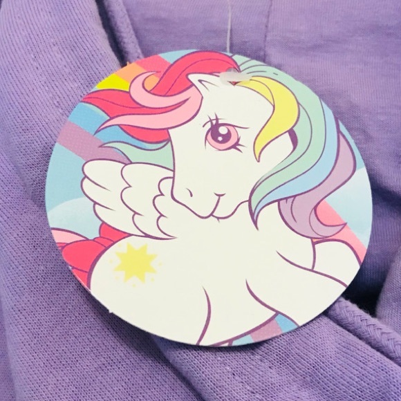 My Little Pony Retro 80’s Heart Graphic Purple Fleece Lined Pullover Sweatshirt - Picture 7 of 9